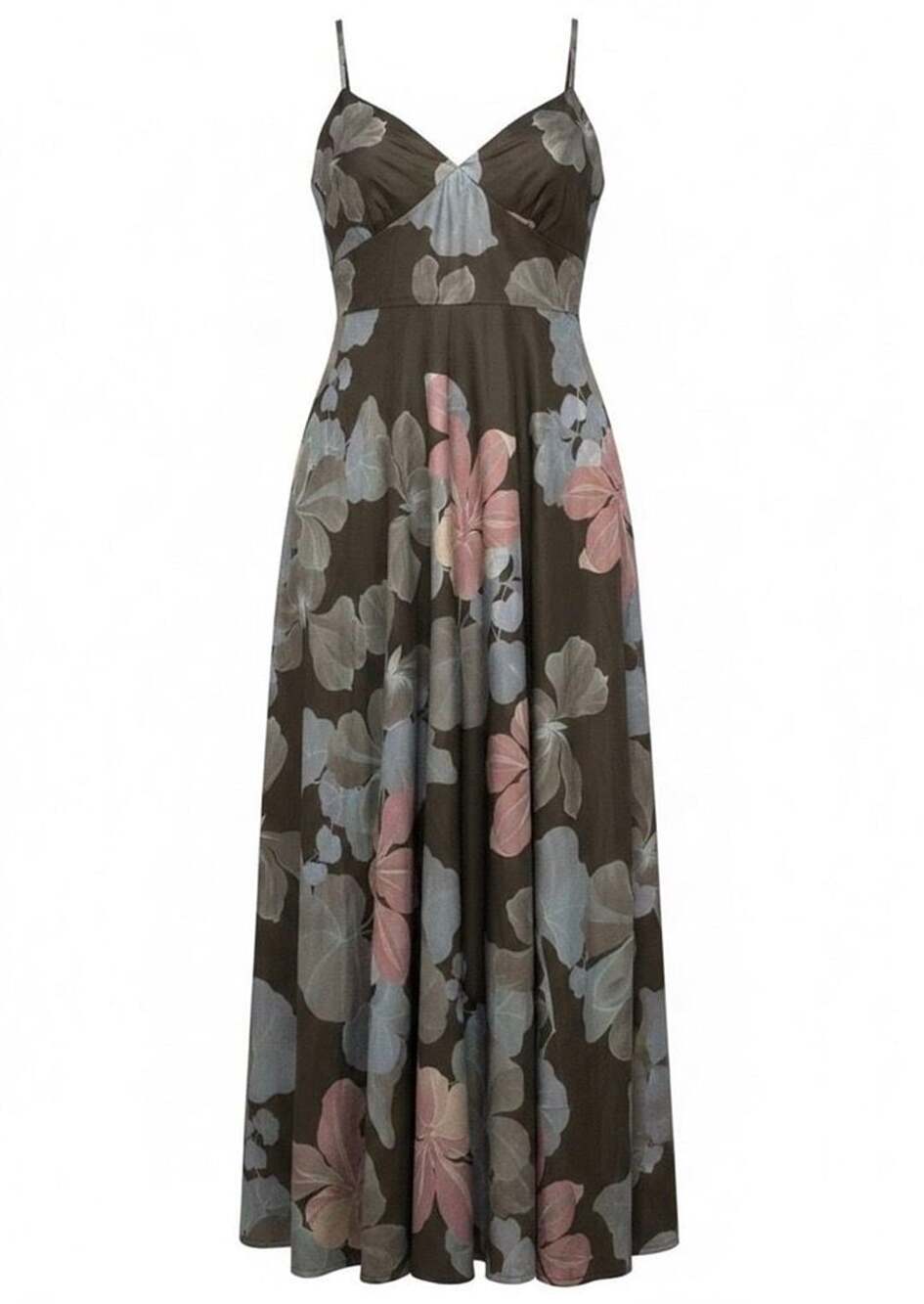 PAIGE Women’s Floral Maxi Dress Size M Brown Pink Blue Sleeveless V-Neck